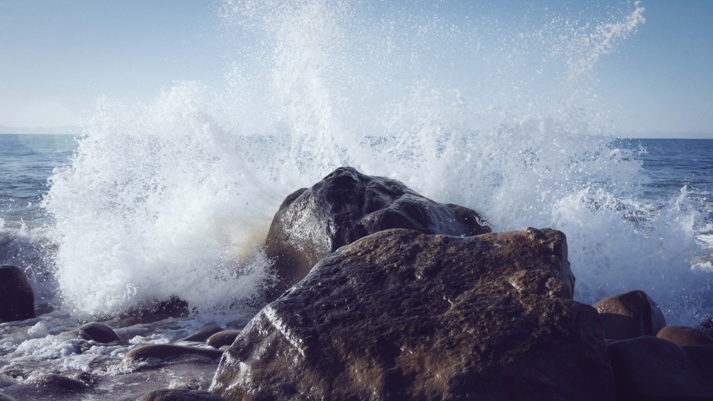 岩石，波浪，水
